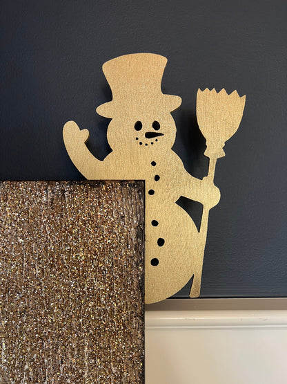 Snowman Door Corner Sign | Christmas Snowman Decor | Holiday Corner Wall Decor