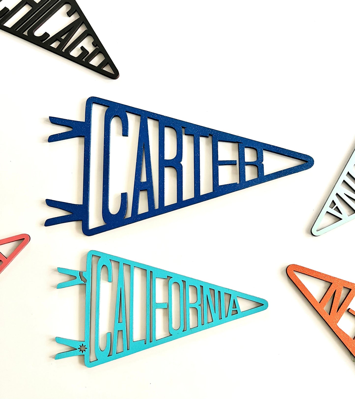 Custom Name Pennant Flag | Personalized Wall Flag Decor | College State Banner Gift