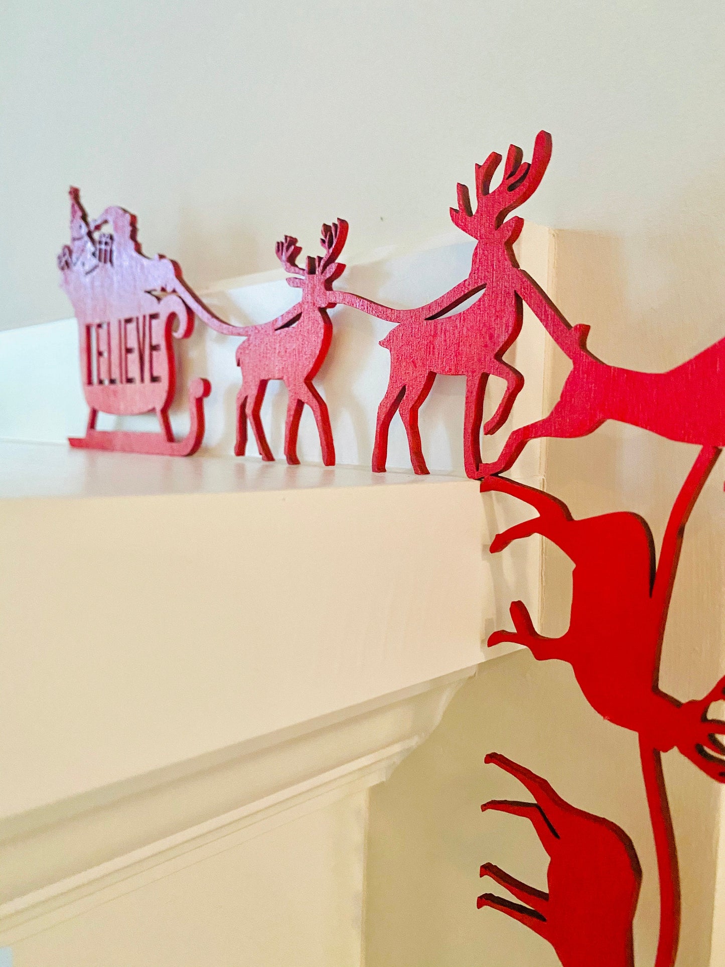 Santa Sleigh Door Corner Sign | Christmas Corner Decor | Holiday Wall Decor with Reindeer