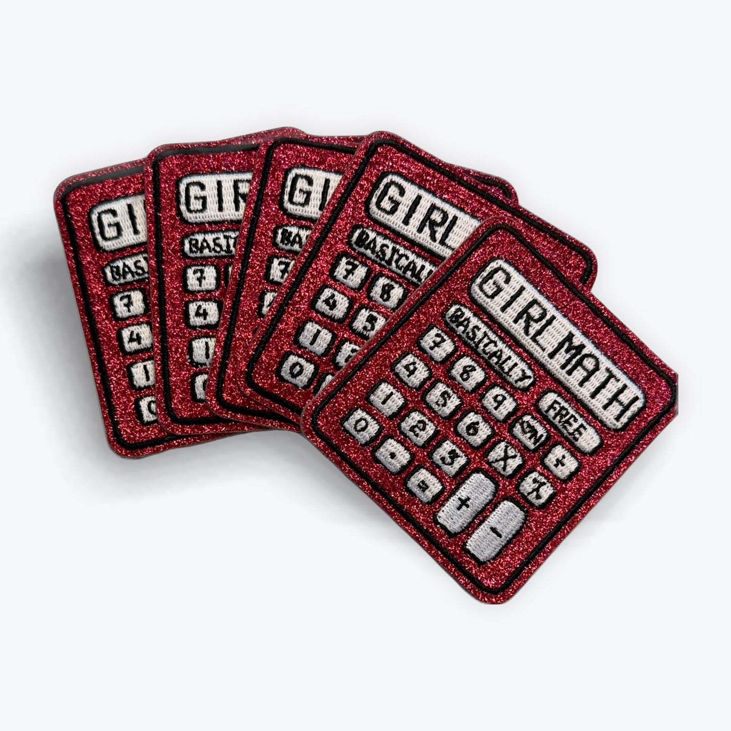 Girl Math Patch – Pink Glitter Iron On Patch | Funny Sparkly Patch for Girls | Cute Math Accessory