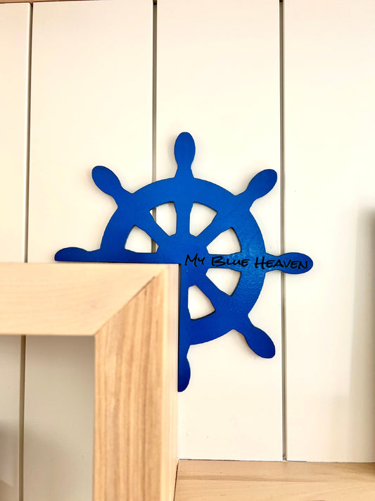Personalized Ship Wheel Corner Decor: Nautical Beach House Sign