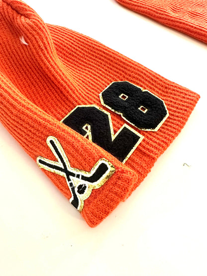Custom Hockey Mom Slouchy Beanie with Number Patch