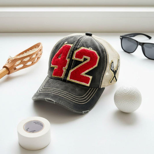 Custom Lacrosse Mom Trucker Hat with Number Patch