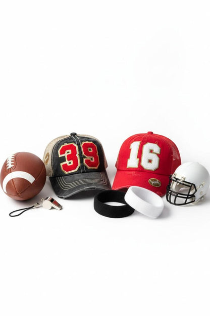 Custom Football Mom Trucker Hat with Number Patch