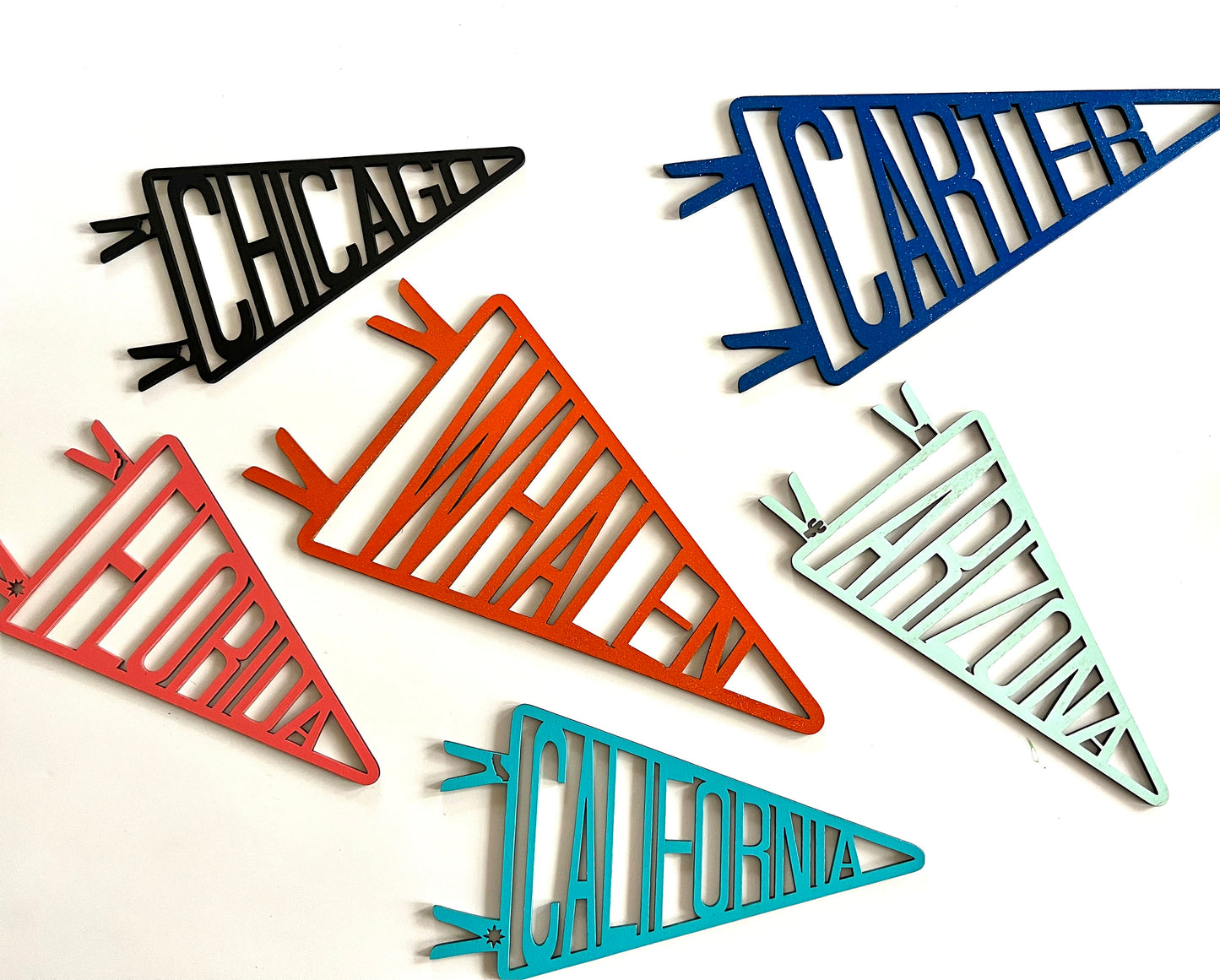 Custom Name Pennant Flag | Personalized Wall Flag Decor | College State Banner Gift