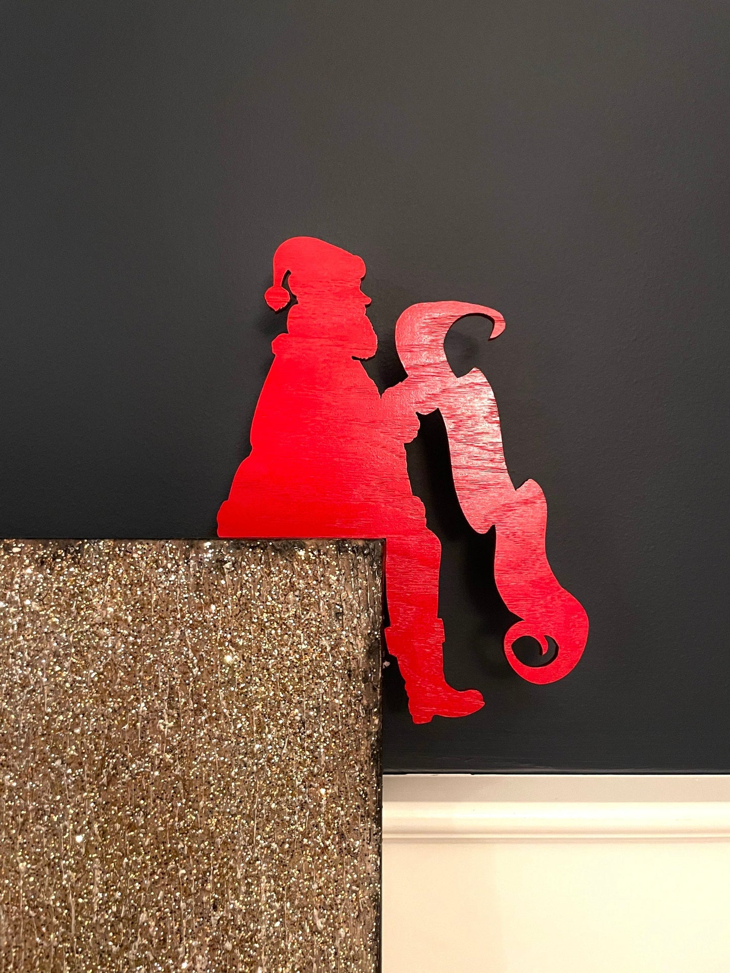 Santa with List Door Corner Sign | Christmas Corner Decor | Holiday Wall Decor