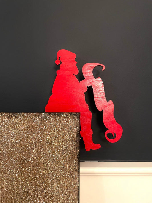 Santa with List Door Corner Sign | Christmas Corner Decor | Holiday Wall Decor