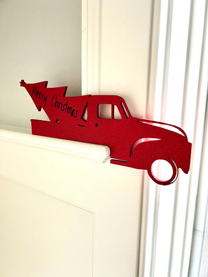 Farmhouse Christmas Truck Door Corner Sign: Holiday Decor