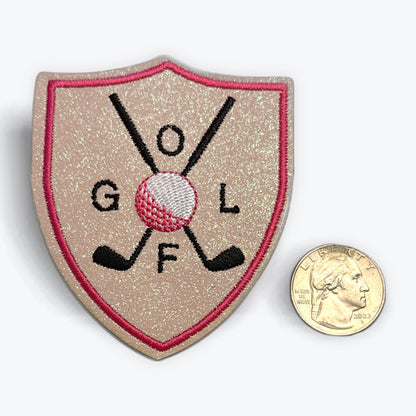 Golf Patch | Pink Glitter Golf Iron On Patch | Cute Golf Gift & Accessory
