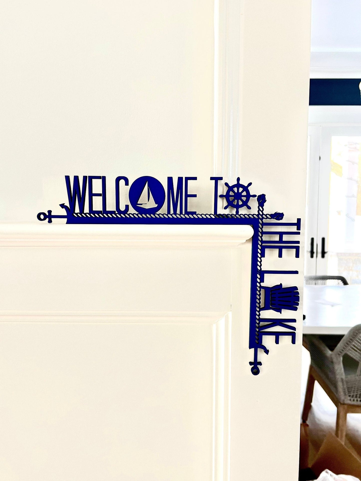 Welcome to the Lake Door Corner Sign | Lake House Decor | Nautical Wall Decor