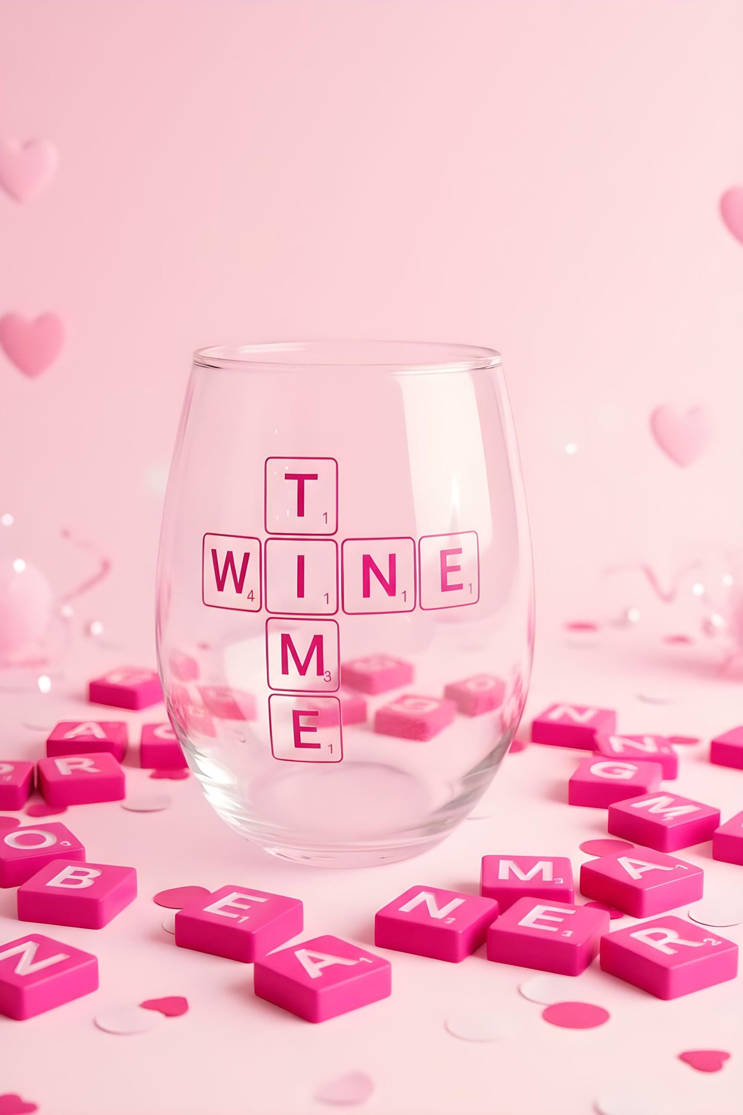 Wine Time Glass | Scrabble Style Wine Glass | Funny Wine Lover Gift
