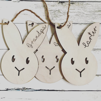 Personalized Easter Bunny Name Tag | Custom Wood Basket Tag | Easter Basket Name Tag