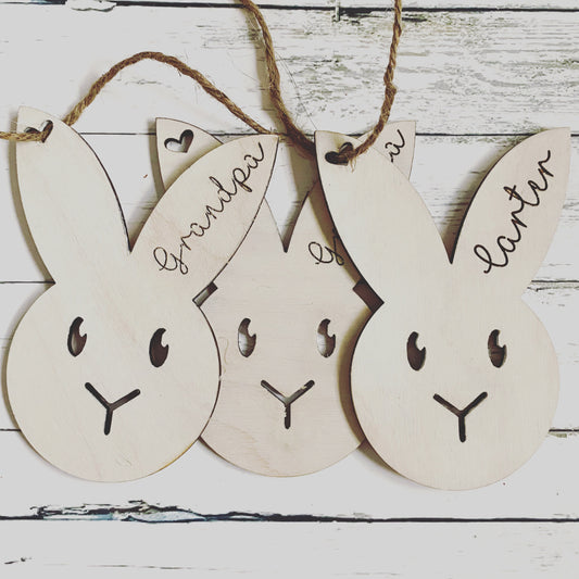 Personalized Easter Bunny Name Tag | Custom Wood Basket Tag | Easter Basket Name Tag