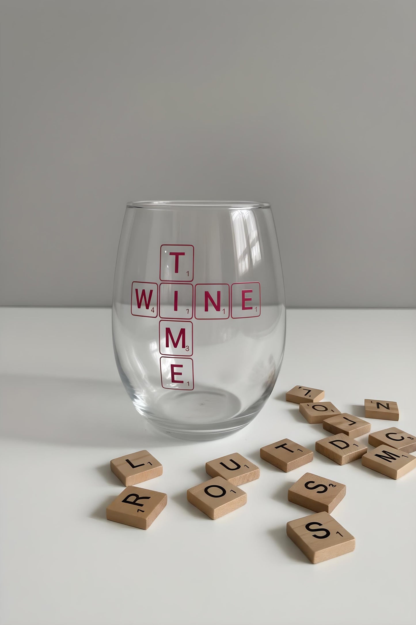 Wine Time Glass | Scrabble Style Wine Glass | Funny Wine Lover Gift