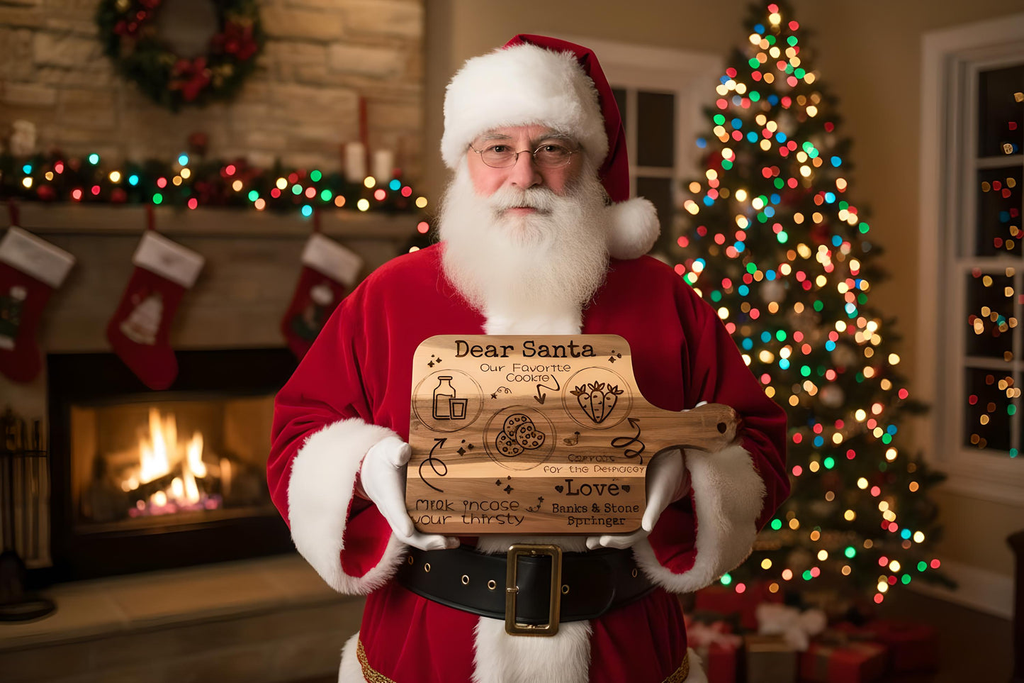 Personalized Cookies for Santa Board | Christmas Eve Cutting Board with Kids Names | Santa Tray