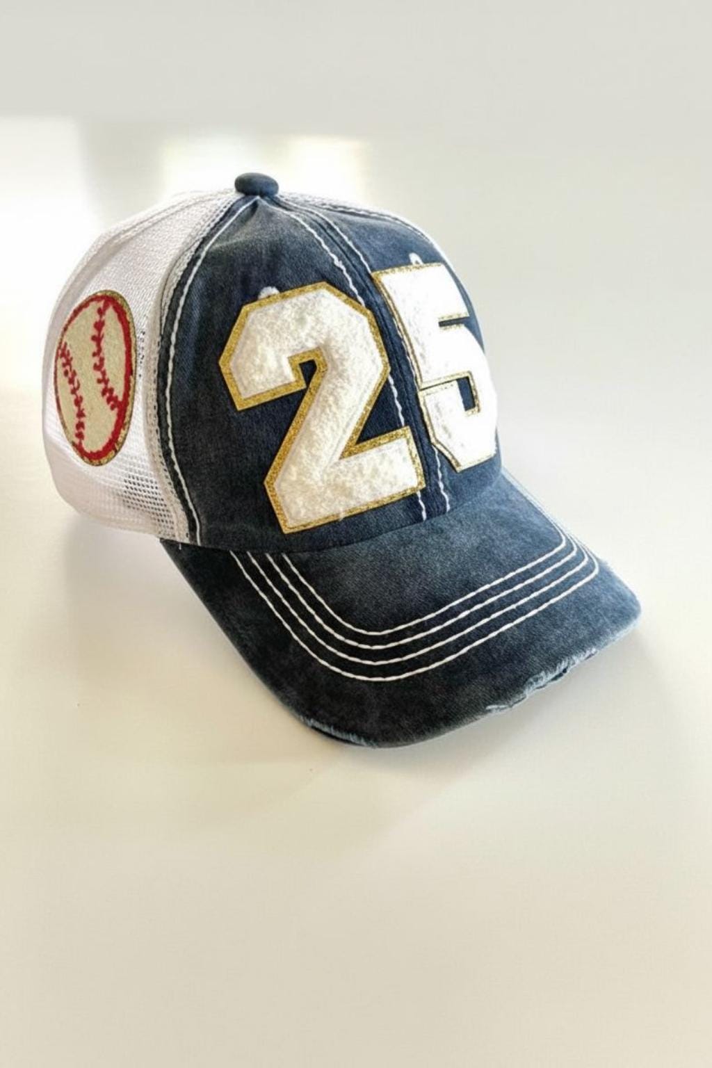 Baseball Mom Hat, Personalized Number Patch, Varsity Trucker Cap
