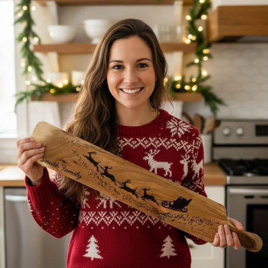 Santa Charcuterie Board | Christmas Grazing Board with Reindeer | Personalized Holiday Serving Board