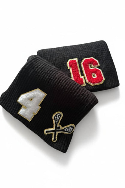 Custom Lacrosse Mom Beanie with Number Patch – Slouchy Knit Hat
