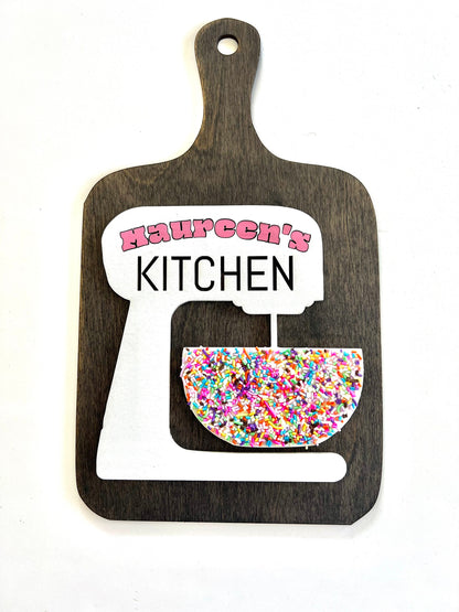 Custom Bakery Sign with Mixer | Personalized Kitchen Sign | Baking Business Name Sign