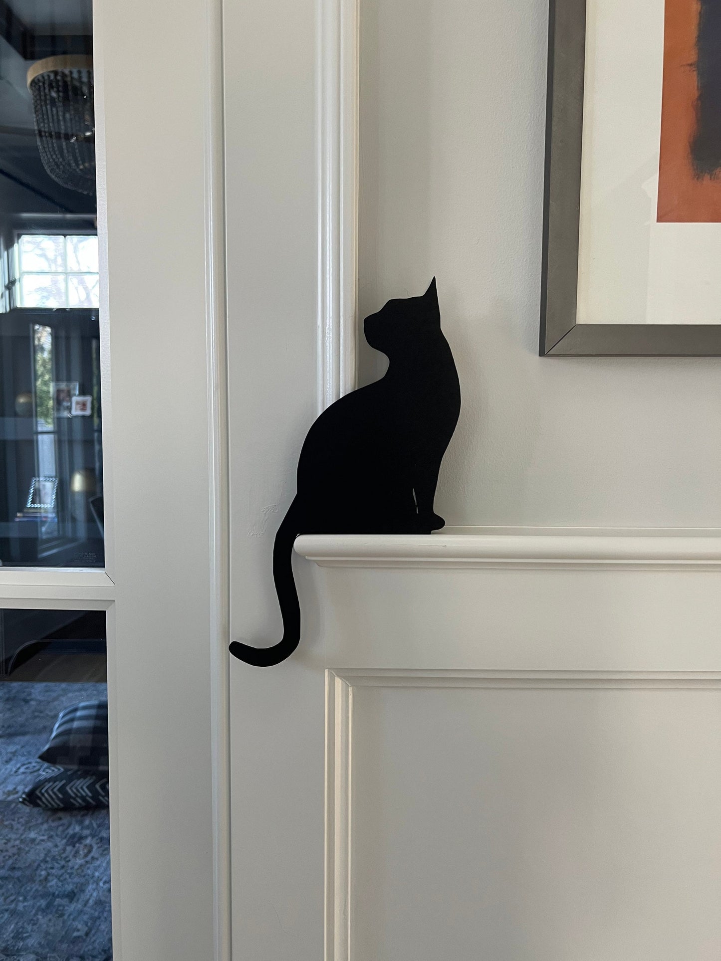 Black Cat Decor, Cat Door Corner Sign, Kitty Cat Door Corner, Cat Gift Ideas, For the Cat Lover Gift, Cat silhouette