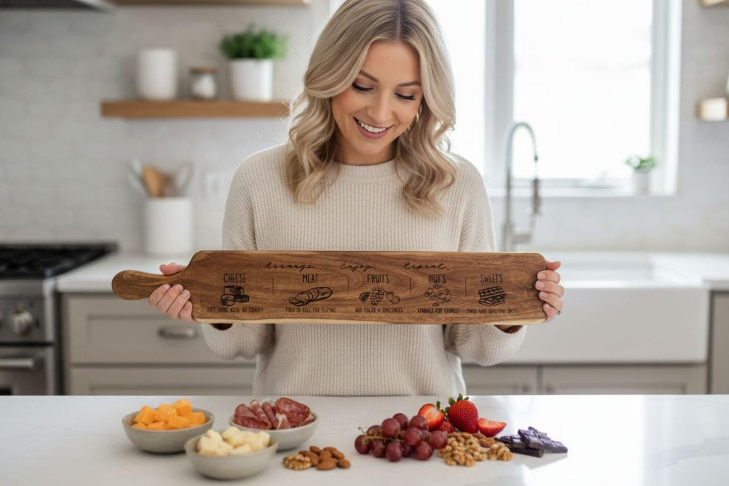 Long Charcuterie Board Guide | Engraved Cheese Board for Entertaining | Personalized Serving Board