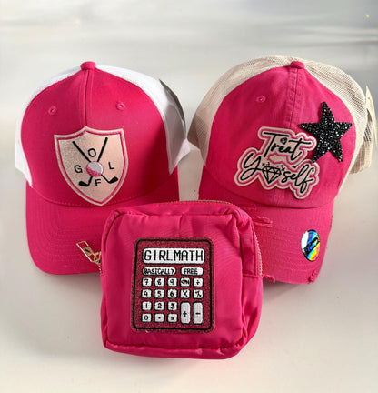 Girl Math Patch – Pink Glitter Iron On Patch | Funny Sparkly Patch for Girls | Cute Math Accessory