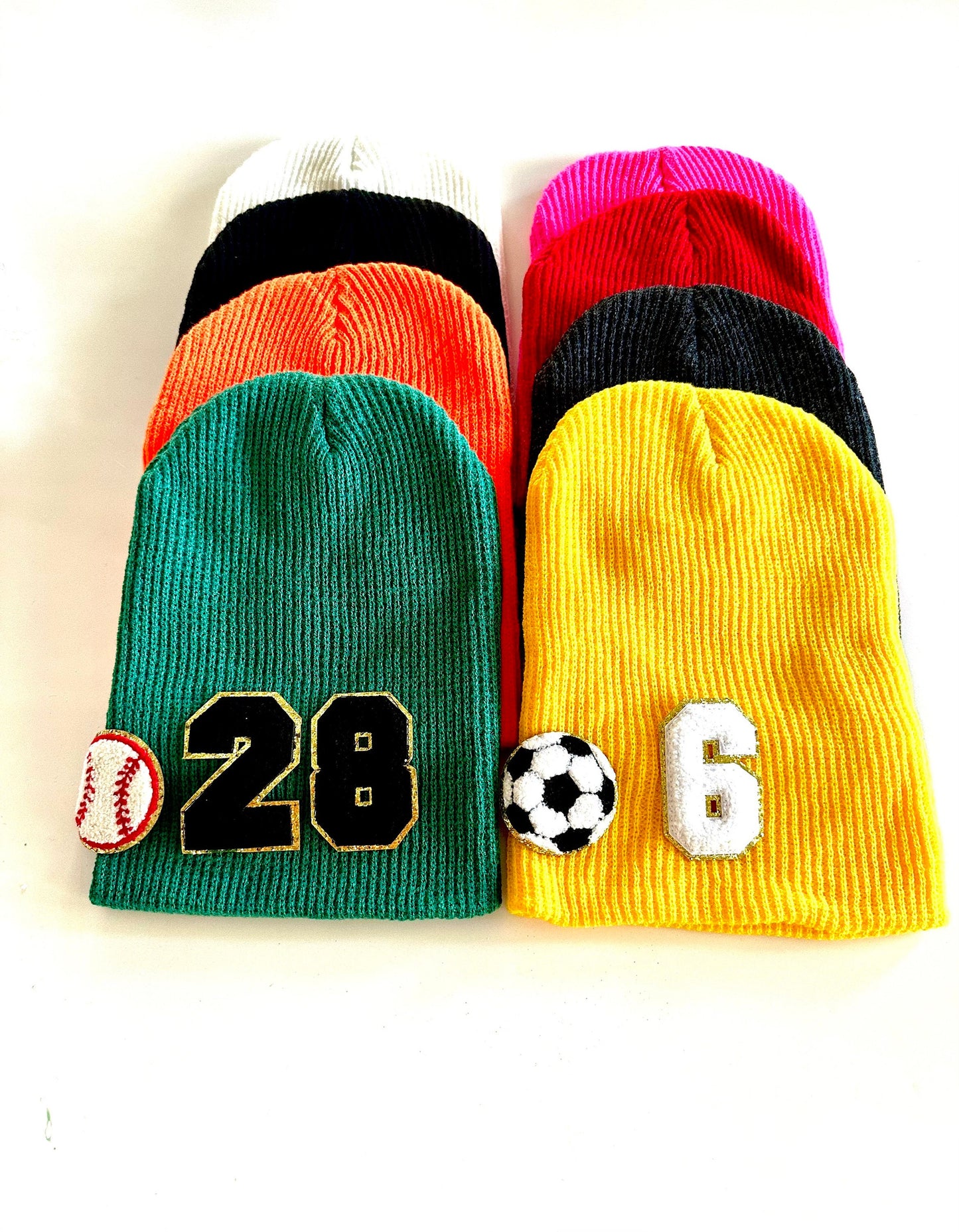 Custom Baseball Mom Slouchy Beanie with Number Patch