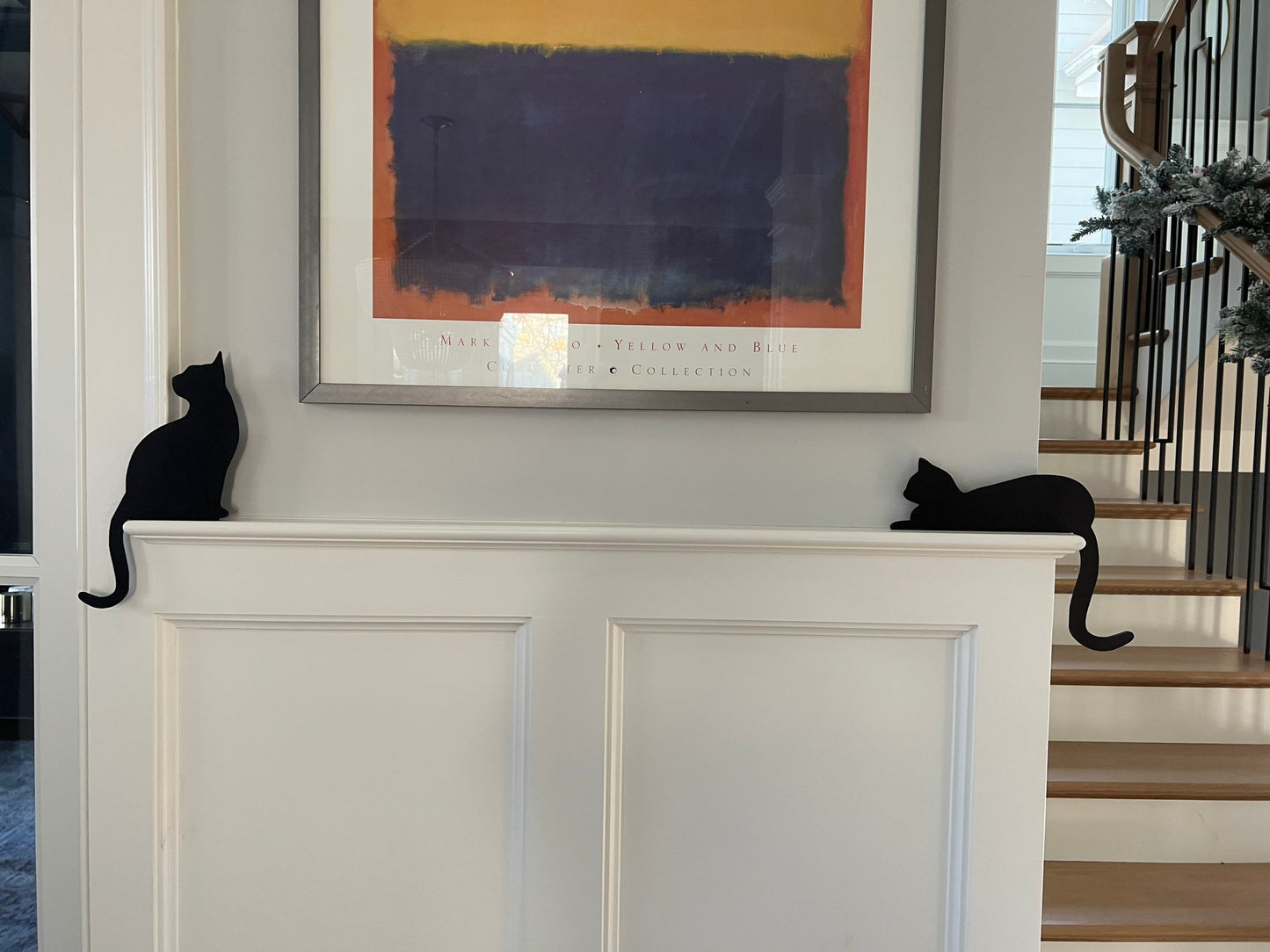 Black Cat Decor, Cat Door Corner Sign, Kitty Cat Door Corner, Cat Gift Ideas, For the Cat Lover Gift, Cat silhouette
