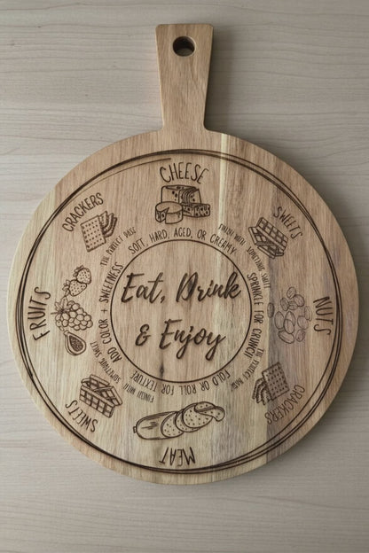 Charcuterie Board for Beginners | Engraved Cheese Board with Guide | Personalized Serving Board